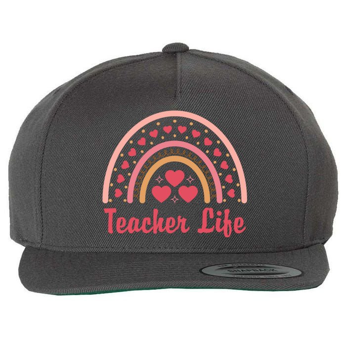 Teacher Life Rainbow Valentines Day Gift Wool Snapback Cap