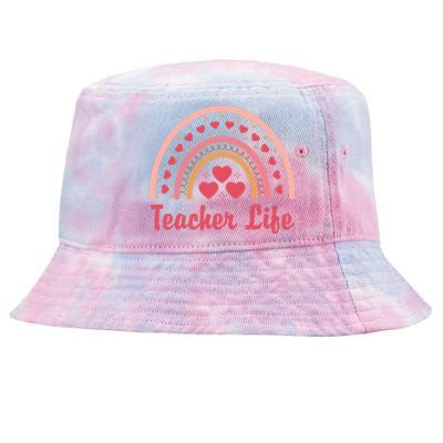 Teacher Life Rainbow Valentines Day Gift Tie-Dyed Bucket Hat