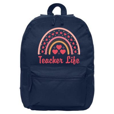 Teacher Life Rainbow Valentines Day Gift 16 in Basic Backpack