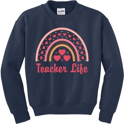 Teacher Life Rainbow Valentines Day Gift Kids Sweatshirt