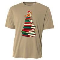 Tree Love Reading Books Cat Librarian Funny Christmas Cooling Performance Crew T-Shirt