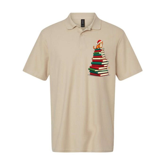 Tree Love Reading Books Cat Librarian Funny Christmas Softstyle Adult Sport Polo