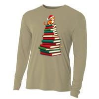 Tree Love Reading Books Cat Librarian Funny Christmas Cooling Performance Long Sleeve Crew