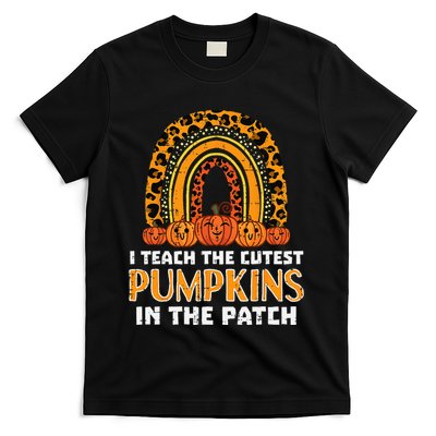 Teach Leopard Rainbow Cute Halloween Costume Teacher T-Shirt