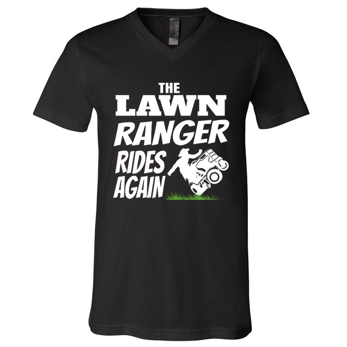 The Lawn Ranger Rides Again Lawn Mower Mowing V-Neck T-Shirt