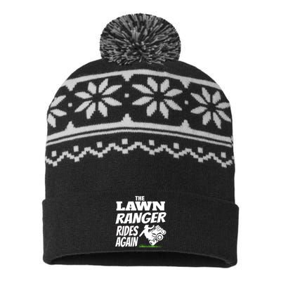 The Lawn Ranger Rides Again Lawn Mower Mowing USA-Made Snowflake Beanie