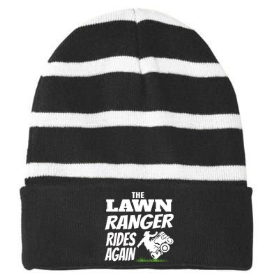 The Lawn Ranger Rides Again Lawn Mower Mowing Striped Beanie with Solid Band