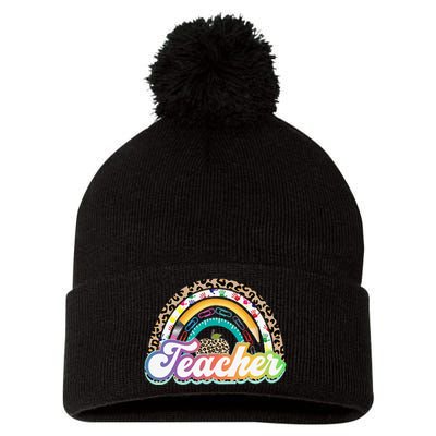 Teacher Life Rainbow Teacher Shirts for  Best Teacher Pom Pom 12in Knit Beanie