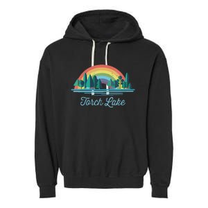 Torch Lake Rainbow Lake Souvenir Garment-Dyed Fleece Hoodie