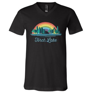 Torch Lake Rainbow Lake Souvenir V-Neck T-Shirt