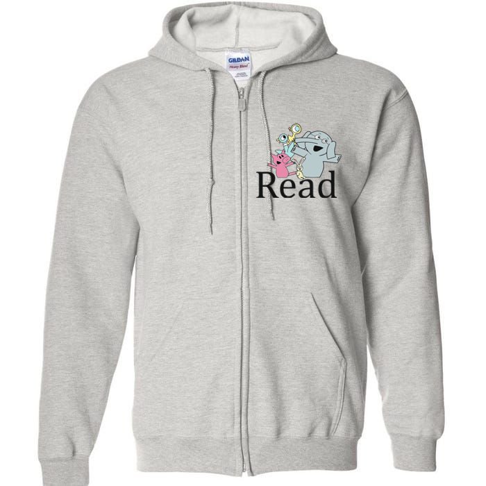 Teacher Library Read Book Club Piggie Elephant Pigeons Funny Full Zip Hoodie