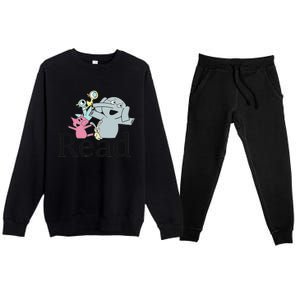 Teacher Library Read Book Club Piggie Elephant Pigeons Funny Premium Crewneck Sweatsuit Set