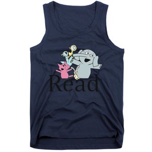 Teacher Library Read Book Club Piggie Elephant Pigeons Funny Tank Top