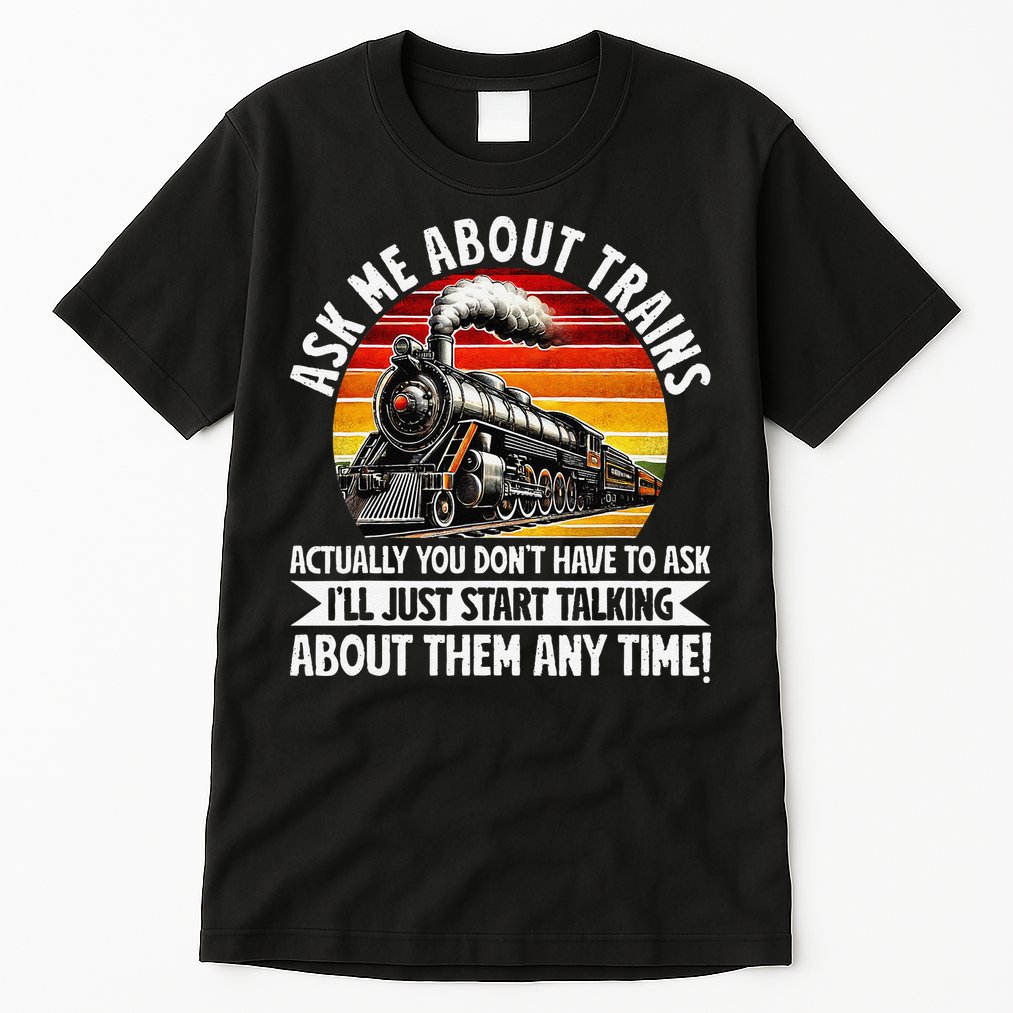 Train Locomotive Railway Conductor Train Engineer Retro Tall T-Shirt