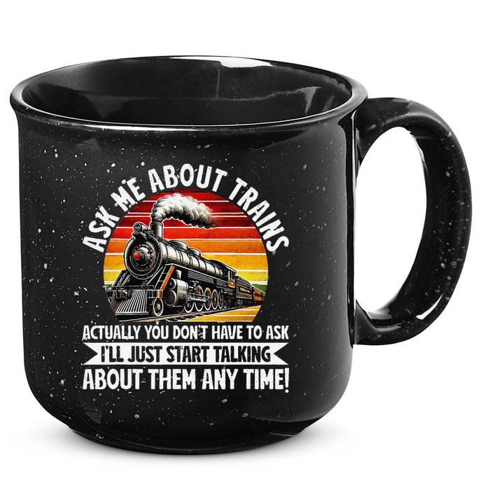 Train Locomotive Railway Conductor Train Engineer Retro 15oz Campfire Ceramic Mug