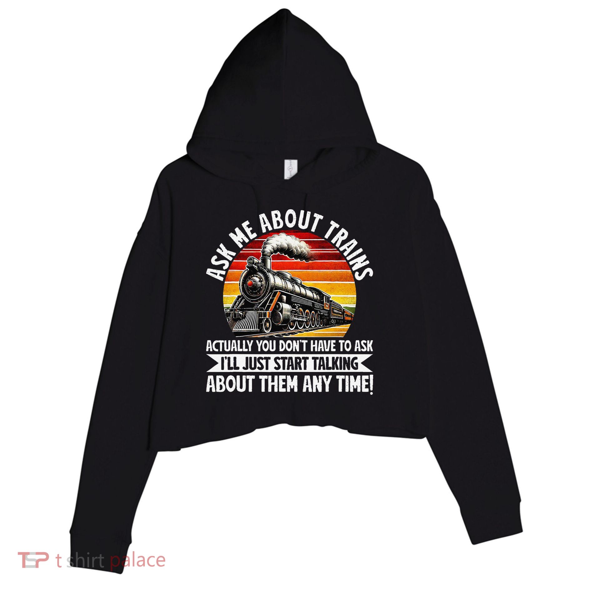 Train Locomotive Railway Conductor Train Engineer Retro Crop Fleece Hoodie