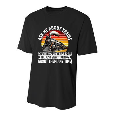 Train Locomotive Railway Conductor Train Engineer Retro Youth Performance Sprint T-Shirt