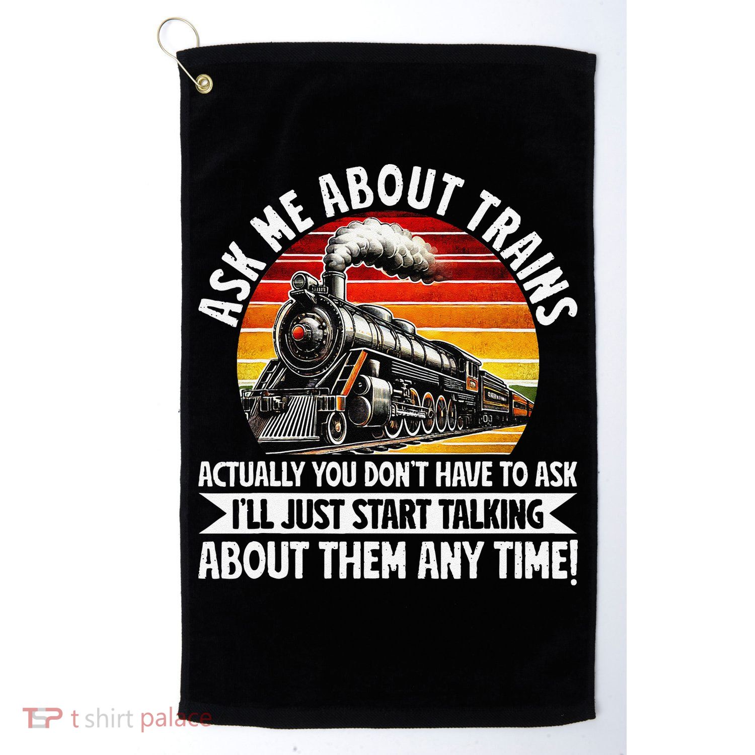 Train Locomotive Railway Conductor Train Engineer Retro Golf Towel