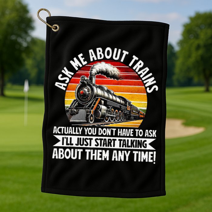 Train Locomotive Railway Conductor Train Engineer Retro Golf Towel
