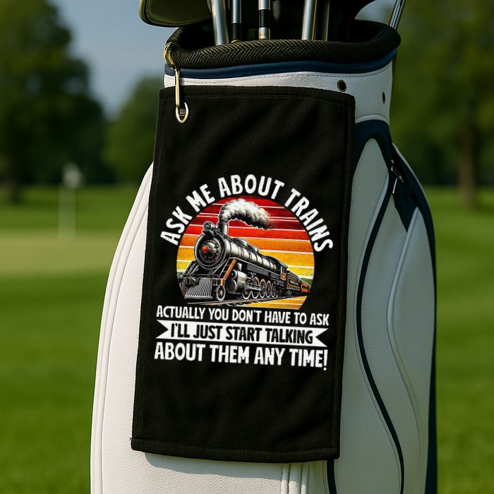 Train Locomotive Railway Conductor Train Engineer Retro Golf Towel