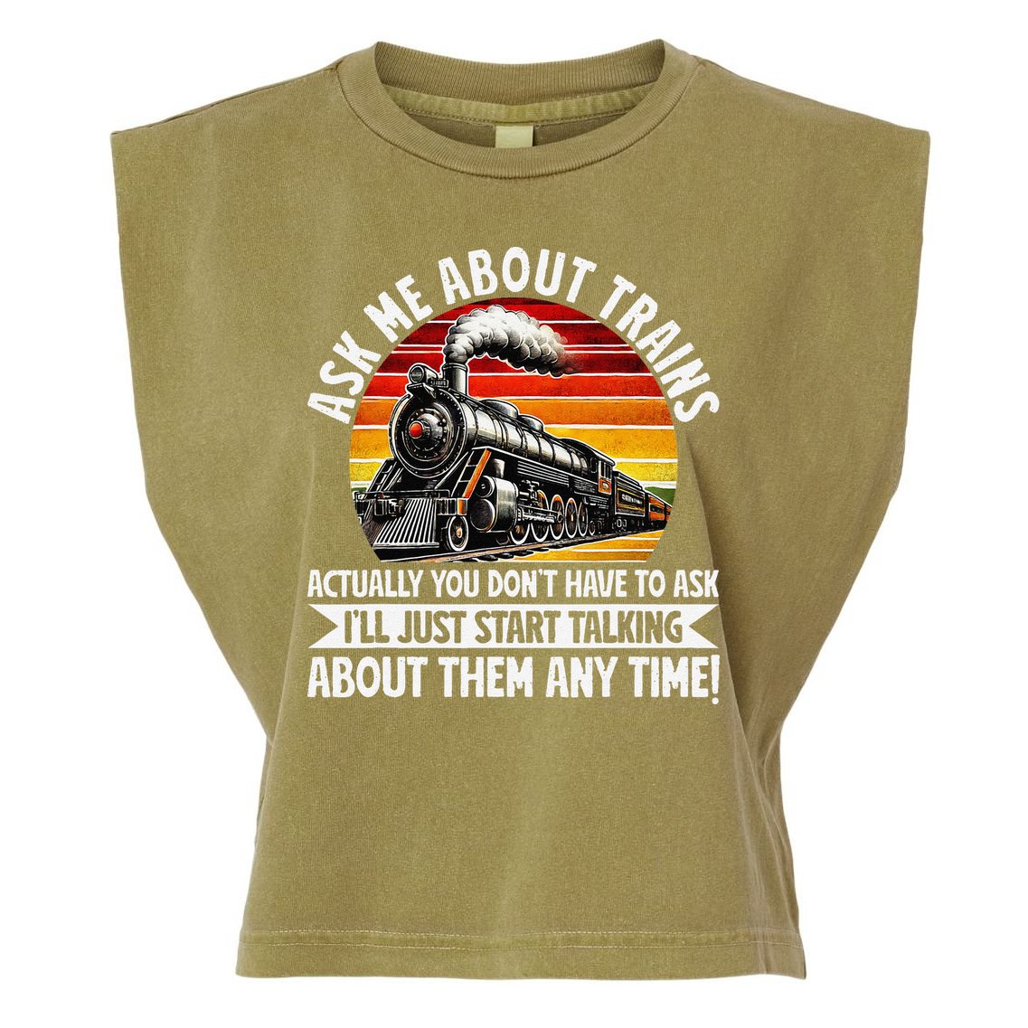 Train Locomotive Railway Conductor Train Engineer Retro Garment-Dyed Women's Muscle Tee