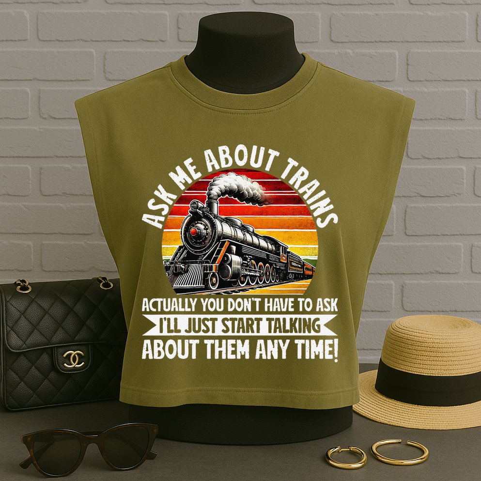 Train Locomotive Railway Conductor Train Engineer Retro Garment-Dyed Women's Muscle Tee