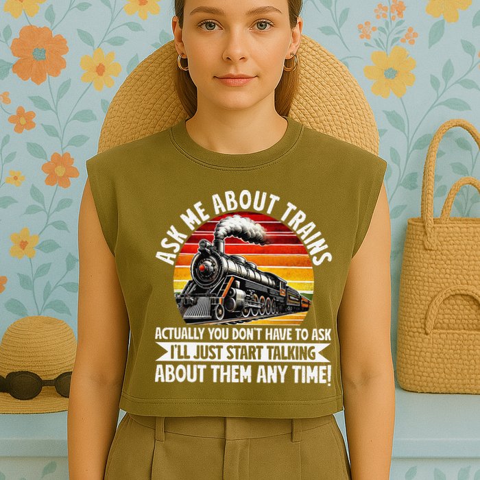 Train Locomotive Railway Conductor Train Engineer Retro Garment-Dyed Women's Muscle Tee