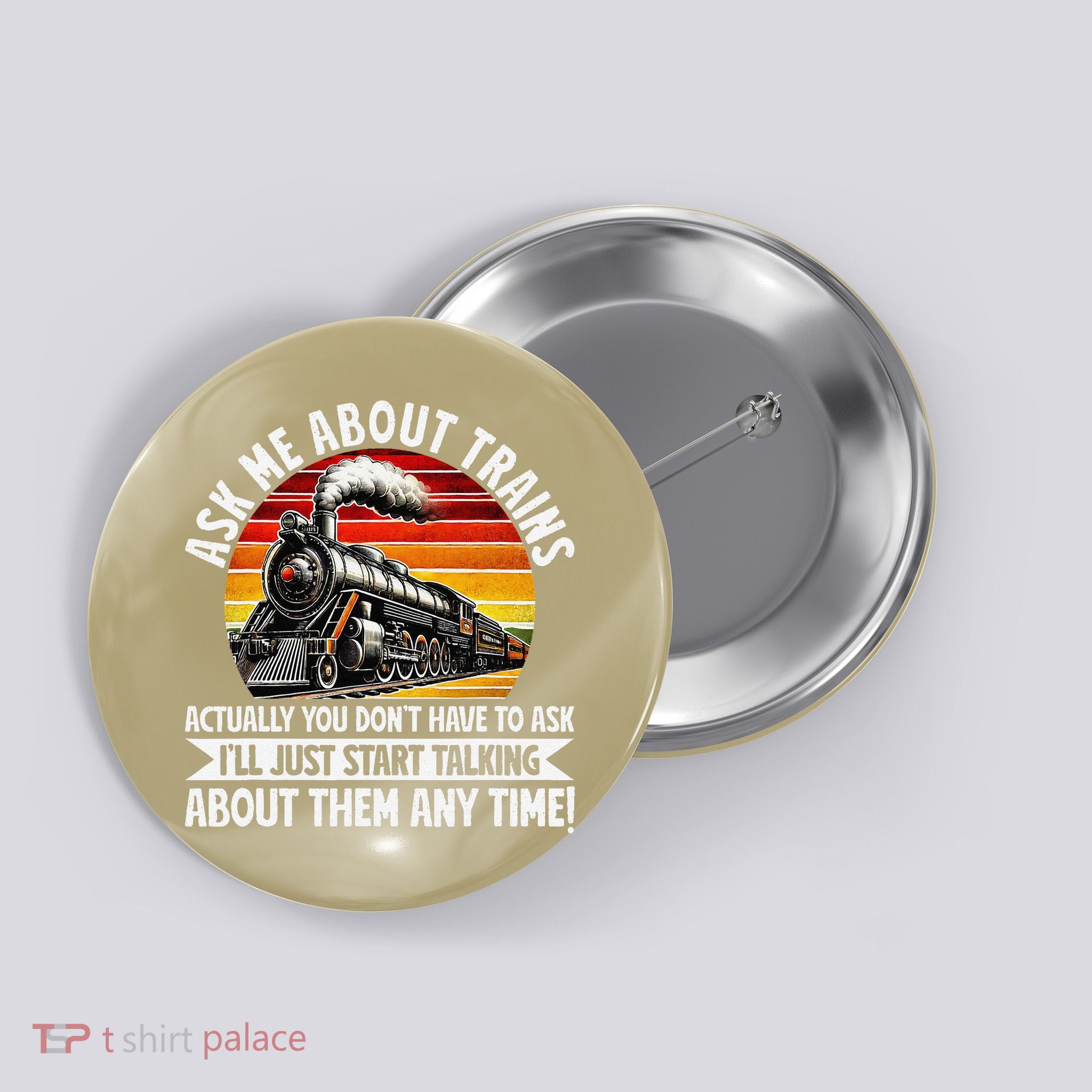 Train Locomotive Railway Conductor Train Engineer Retro Button