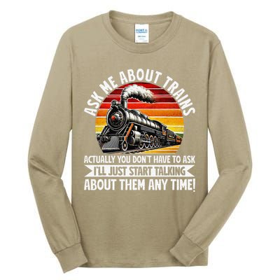 Train Locomotive Railway Conductor Train Engineer Retro Tall Long Sleeve T-Shirt