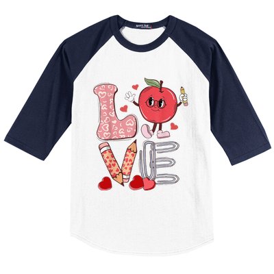 Teacher Love Retro Groovy Women's Day Gifts For Teachers Baseball Sleeve Shirt