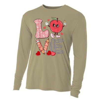 Teacher Love Retro Groovy Women's Day Gifts For Teachers Cooling Performance Long Sleeve Crew