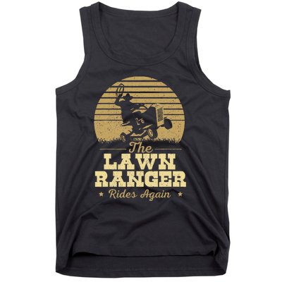 The Lawn Ranger Rides Again Landscraper Mower Landscaping Tank Top