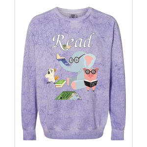 Teacher Library Read Book Club Piggie Elephant Pigeons Funny Colorblast Crewneck Sweatshirt