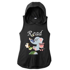 Teacher Library Read Book Club Piggie Elephant Pigeons Funny Ladies PosiCharge Tri-Blend Wicking Draft Hoodie Tank