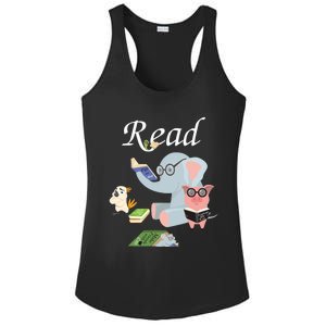 Teacher Library Read Book Club Piggie Elephant Pigeons Funny Ladies PosiCharge Competitor Racerback Tank