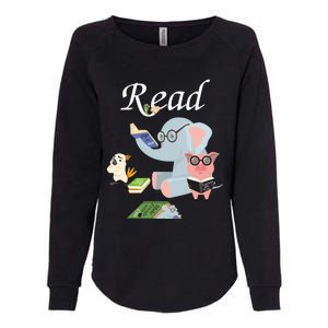 Teacher Library Read Book Club Piggie Elephant Pigeons Funny Womens California Wash Sweatshirt