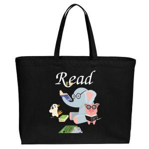 Teacher Library Read Book Club Piggie Elephant Pigeons Funny Cotton Canvas Jumbo Tote