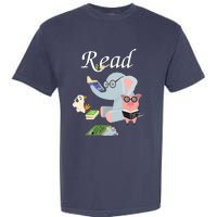 Teacher Library Read Book Club Piggie Elephant Pigeons Funny Garment-Dyed Heavyweight T-Shirt