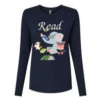 Teacher Library Read Book Club Piggie Elephant Pigeons Funny Womens Cotton Relaxed Long Sleeve T-Shirt