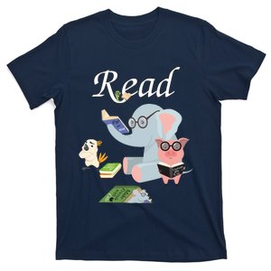 Teacher Library Read Book Club Piggie Elephant Pigeons Funny T-Shirt