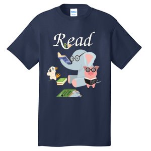 Teacher Library Read Book Club Piggie Elephant Pigeons Funny Tall T-Shirt