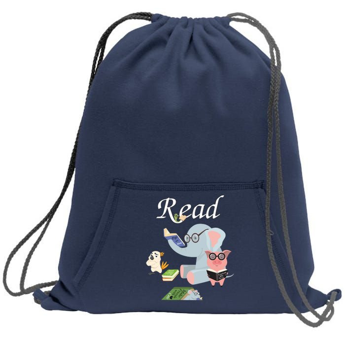 Teacher Library Read Book Club Piggie Elephant Pigeons Funny Sweatshirt Cinch Pack Bag