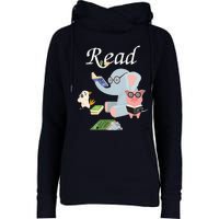 Teacher Library Read Book Club Piggie Elephant Pigeons Funny Womens Funnel Neck Pullover Hood