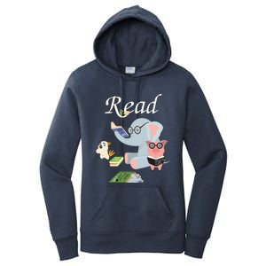 Teacher Library Read Book Club Piggie Elephant Pigeons Funny Women's Pullover Hoodie