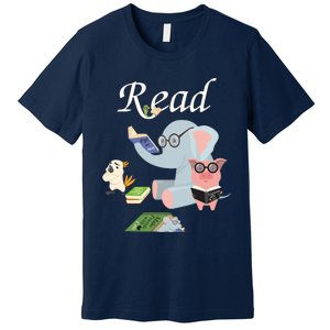 Teacher Library Read Book Club Piggie Elephant Pigeons Funny Premium T-Shirt