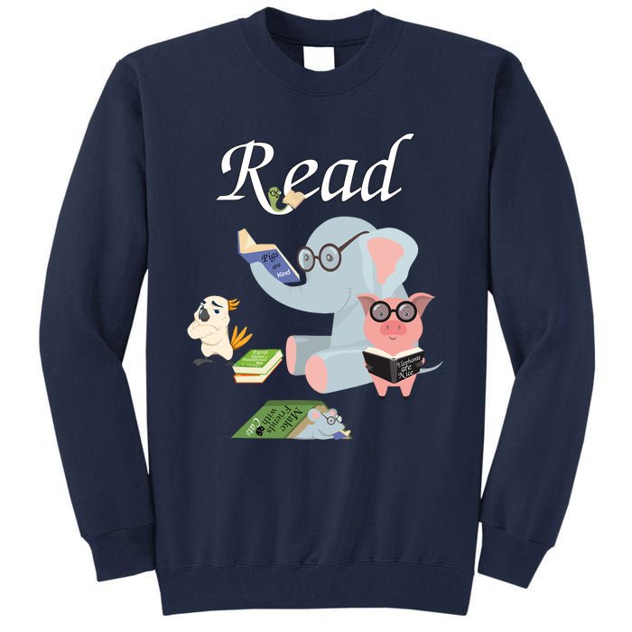 Teacher Library Read Book Club Piggie Elephant Pigeons Funny Tall Sweatshirt