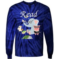 Teacher Library Read Book Club Piggie Elephant Pigeons Funny Tie-Dye Long Sleeve Shirt