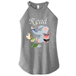 Teacher Library Read Book Club Piggie Elephant Pigeons Funny Women's Perfect Tri Rocker Tank