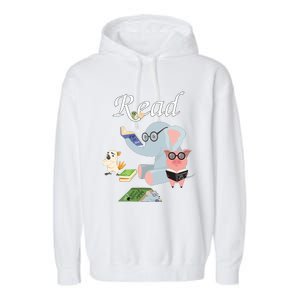 Teacher Library Read Book Club Piggie Elephant Pigeons Funny Garment-Dyed Fleece Hoodie