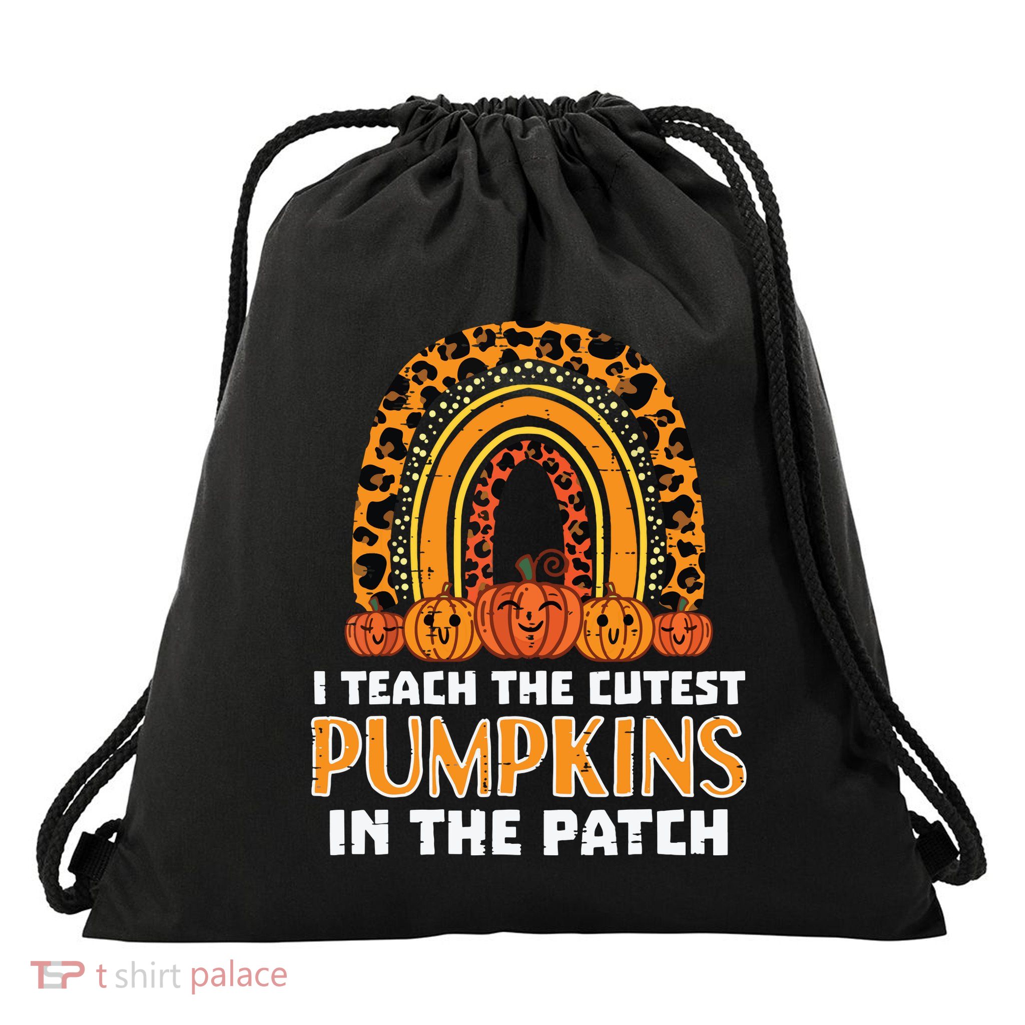Teach Leopard Rainbow Cute Halloween Costume Teacher Women Drawstring Bag